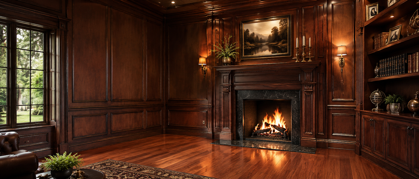 Warm glowing fireplace in an Oshkosh home